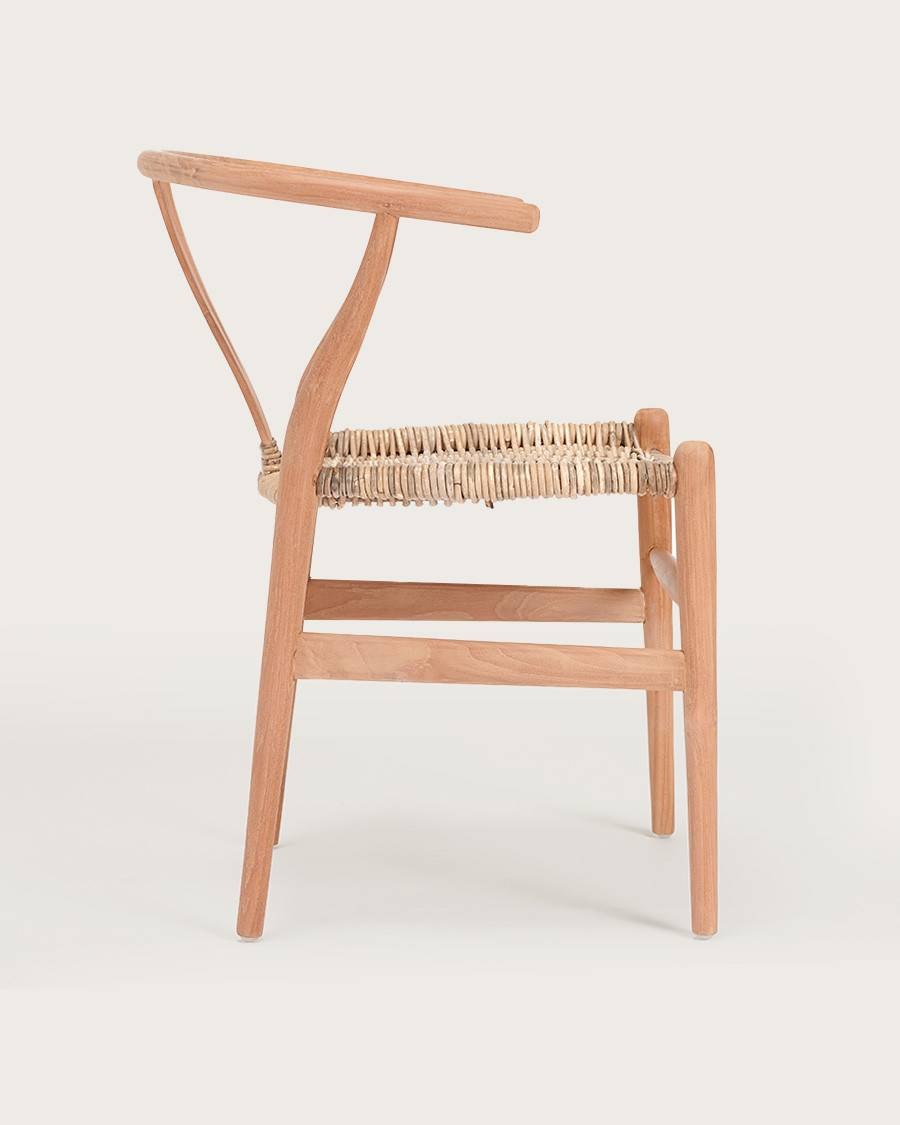 Lyia - Chaise en teck massif et rotin - UNIQKA - Imagen 6