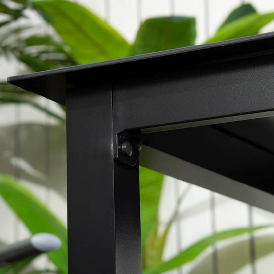 Table carrée verre trempé aluminium noir 80x80x74cm, 4 personnes jardin balcon - Image 8