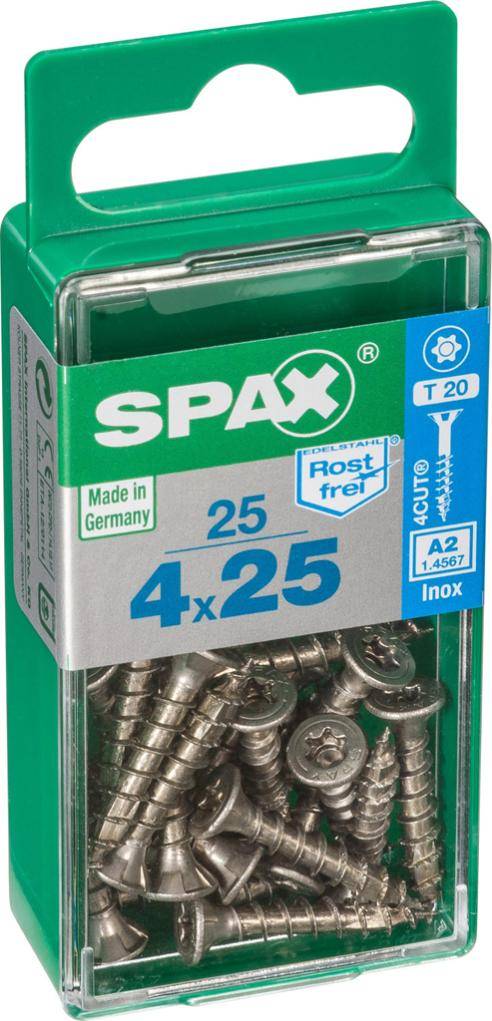 Spax - Lot de 25 vis inox tête fraisée torx SPAX, Diam.4 mm x L.25 mm - Image 1
