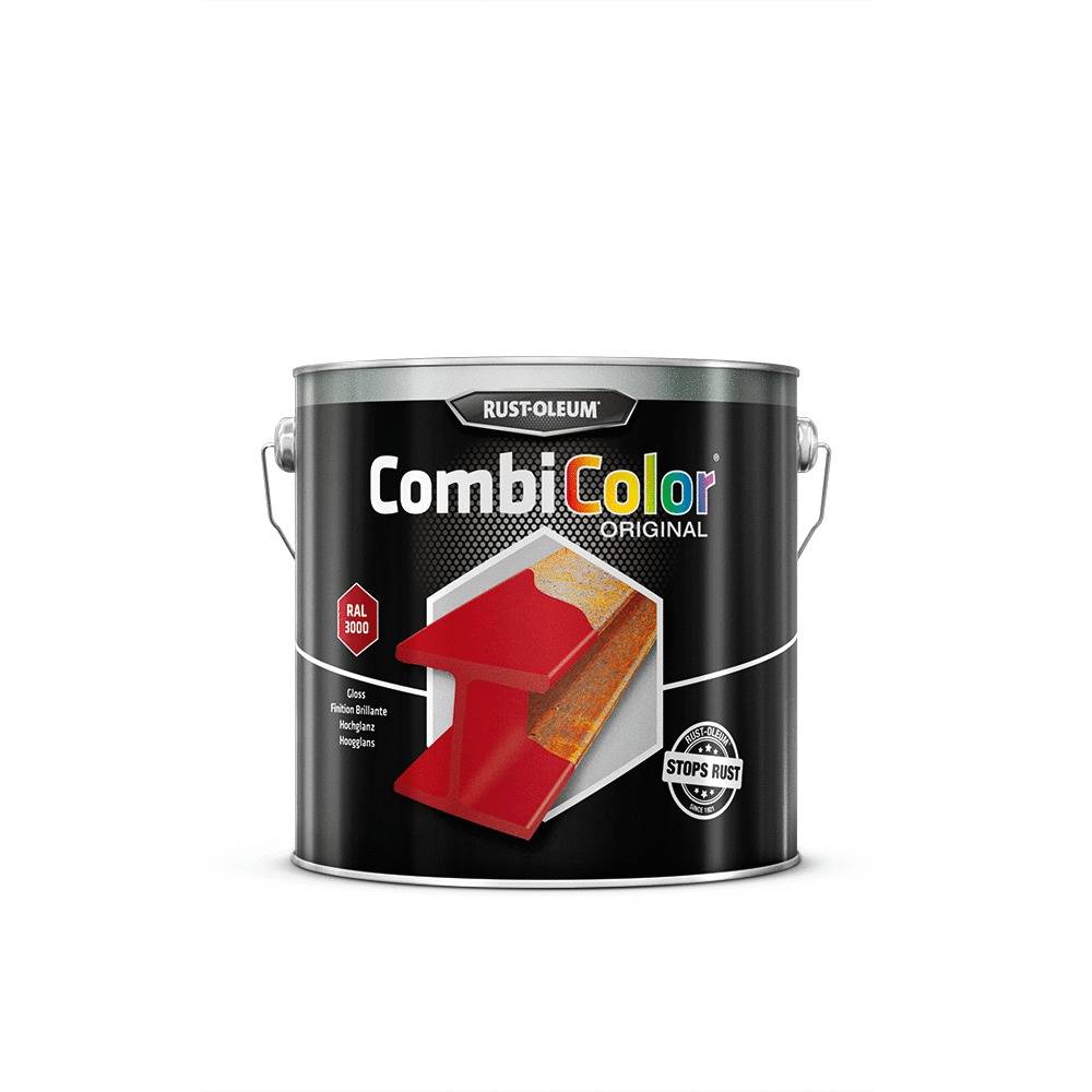 Primaire de protection antirouille et finition CombiColor Original rouge feu RAL 3000 seau 2,5l - RUST-OLEUM - 7365.2.5 - Image 1