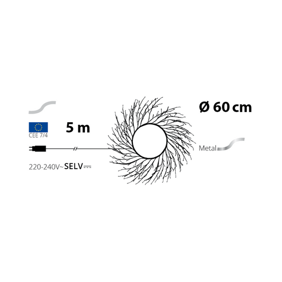 Lotti - Couronne lumineuse 260 micro led blanc chaud et froid scintillant Tiglio ø60cm - Image 5