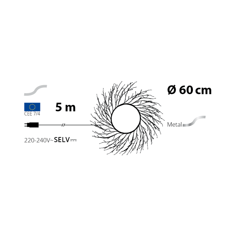 Lotti - Couronne lumineuse 260 micro led blanc chaud et froid scintillant Tiglio ø60cm - Image 5