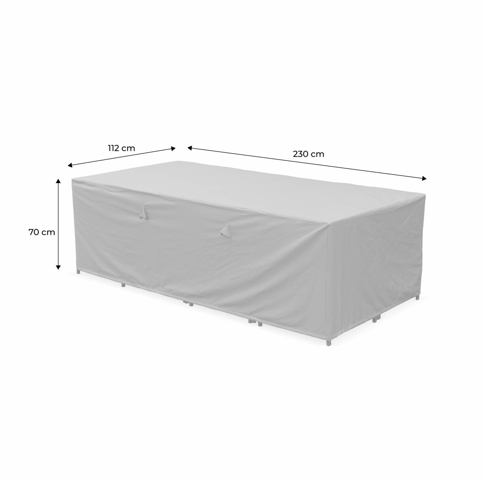 Housse de protection 230x112cm gris foncé - Bâche rectangulaire en polyester enduit PA pour tables de jardin  Firenze 8. Vasto 12. Vabo 12 et | sweeek - Image 5