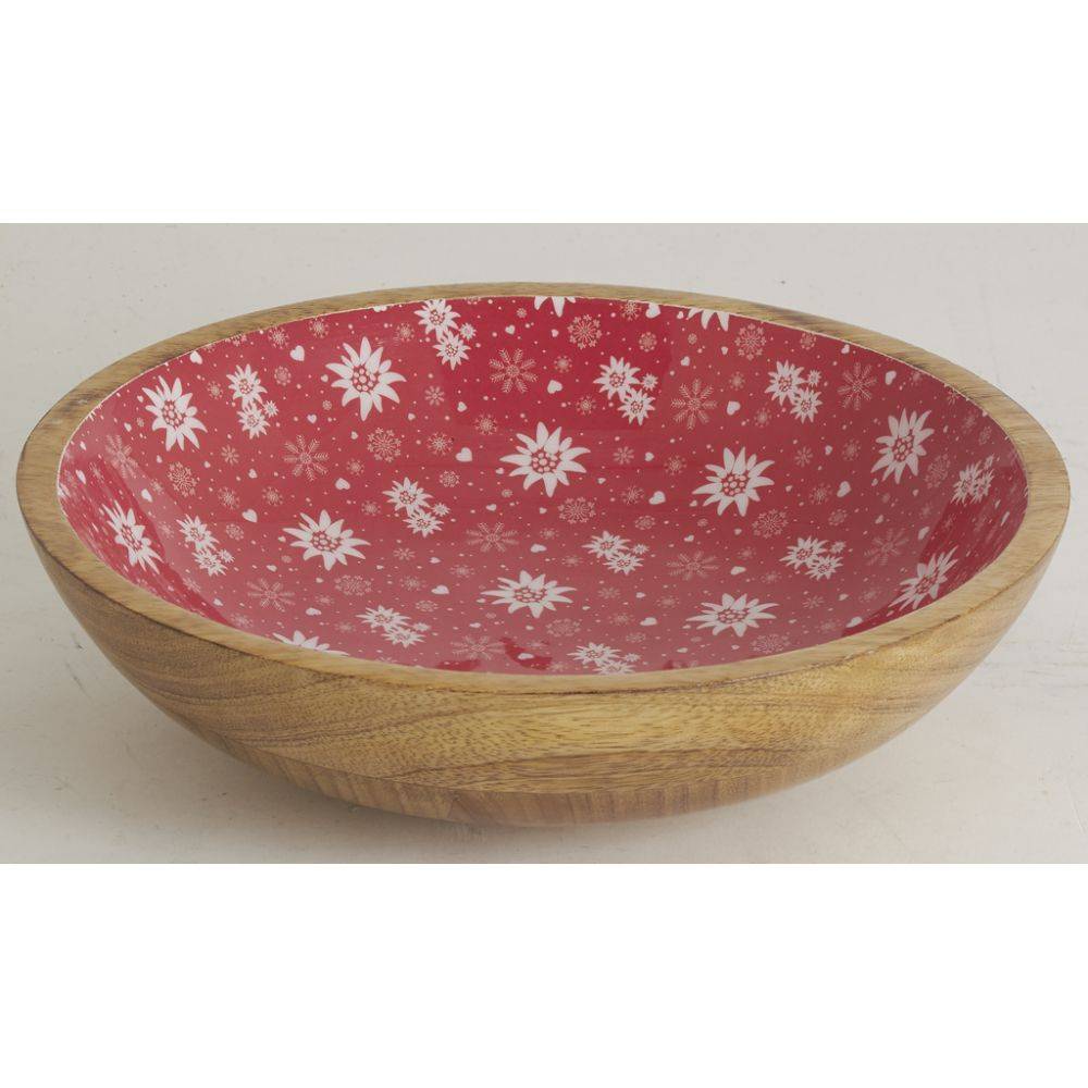 Aubry Gaspard - Corbeille en manguier et résine décor Edelweiss Grand modèle - Imagen 2