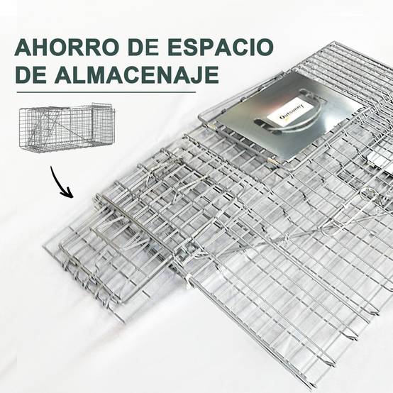 Cage de capture pliable pour animaux vivants, 66 x 24 x 30,5 cm, en fil de fer, avec porte et poignée, pour lapins, couleur argent. - Image 9
