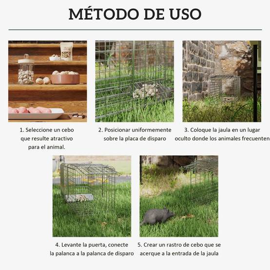 Cage de capture pliable pour animaux vivants, 66 x 24 x 30,5 cm, en fil de fer, avec porte et poignée, pour lapins, couleur argent. - Image 7