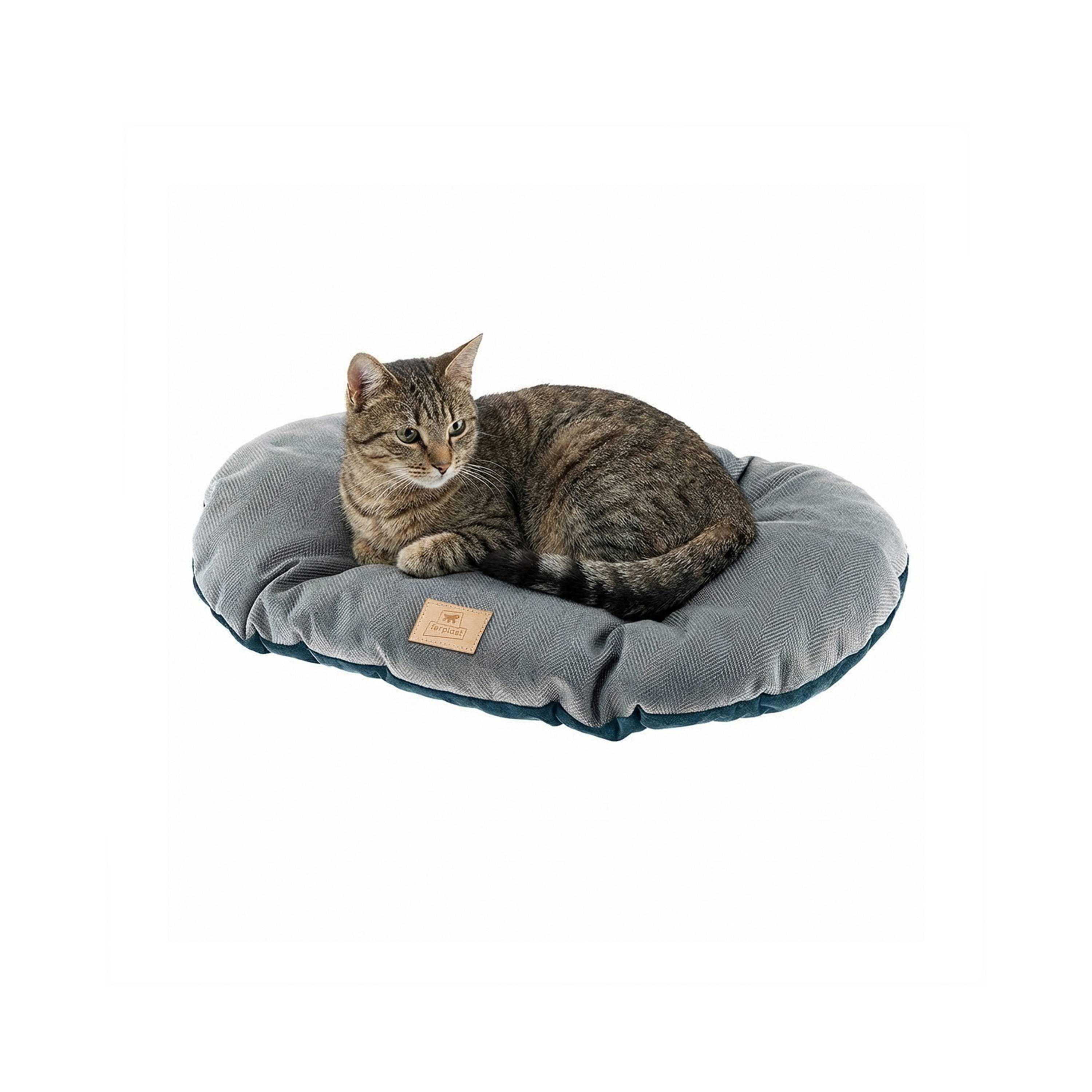 Ferplast - Coussin pour chiens et chats STUART 55/4, double-face, tweed, velours doux, lavable, Bleu - Imagen 6