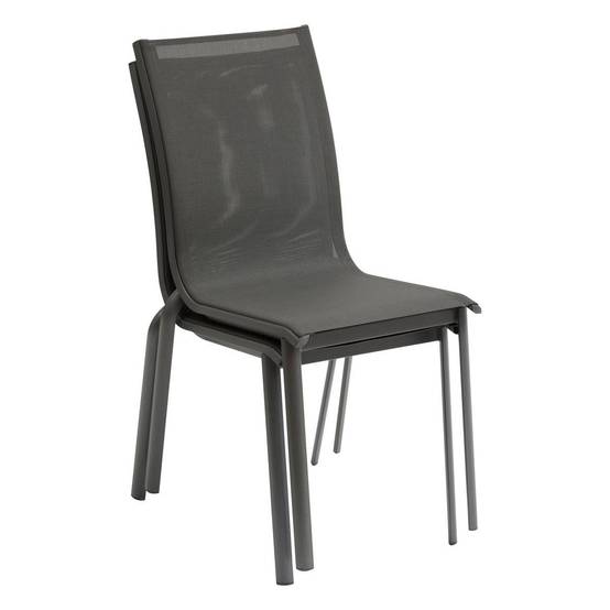 Hesperide - Chaise de jardin empilable "Axant" anthracite & graphite en aluminium traité époxy Hespéride - Image 3
