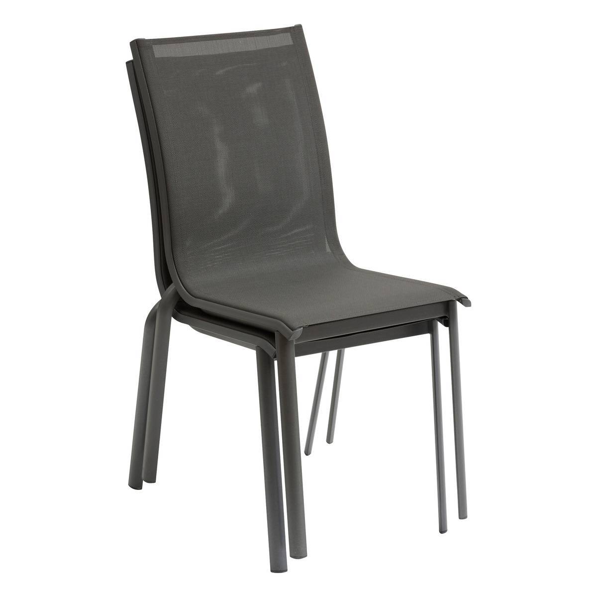 Hesperide - Chaise de jardin empilable "Axant" anthracite & graphite en aluminium traité époxy Hespéride - Image 3