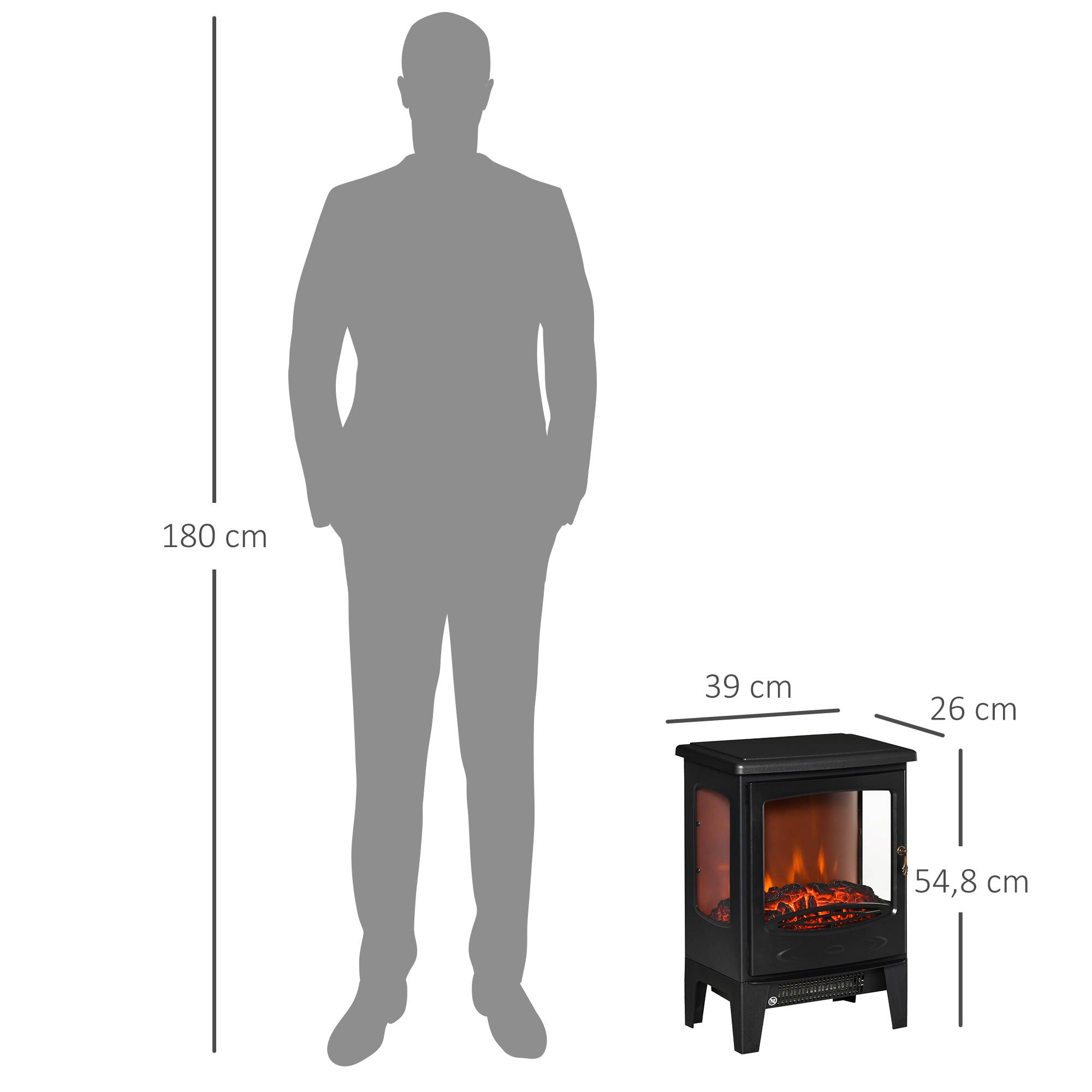 Cheminée électrique 900W/1800W effet flamme température réglable et protection anti-surchauffe noir - Image 5