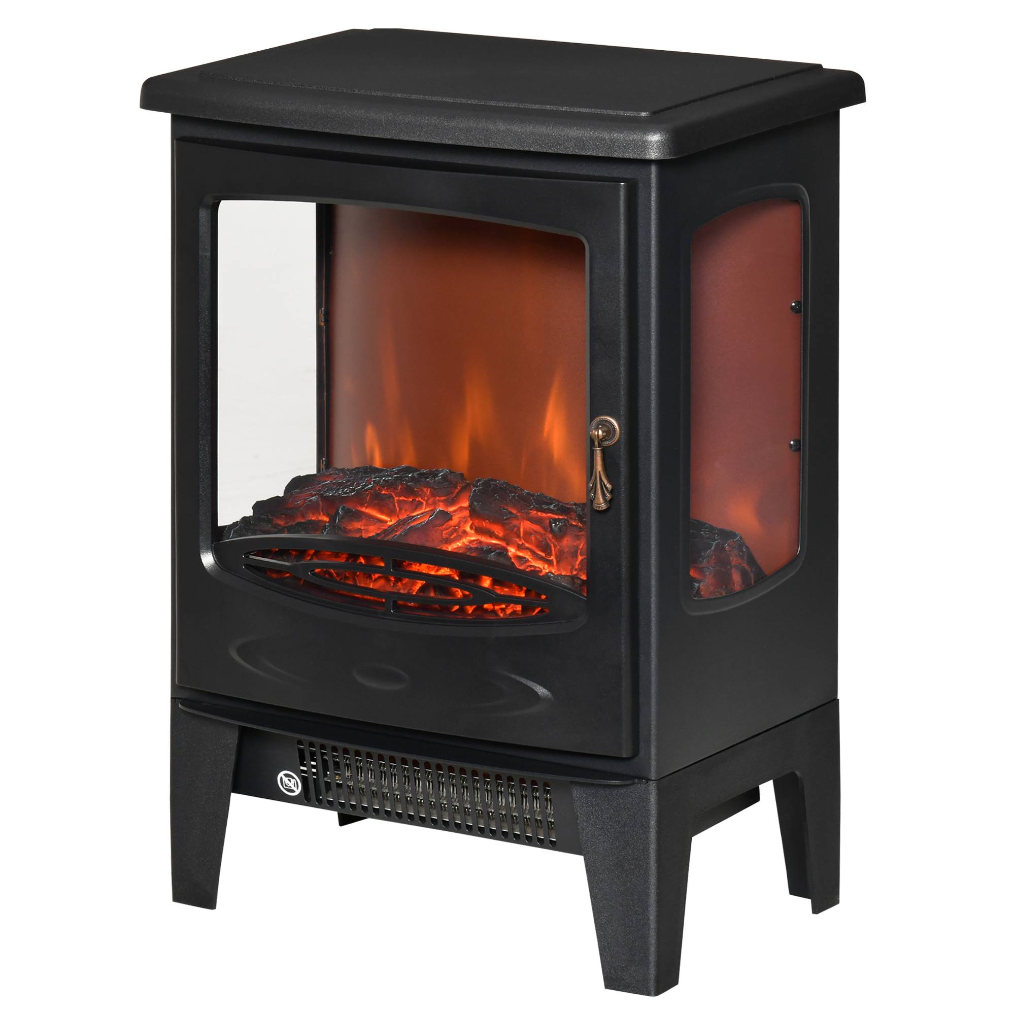 Cheminée électrique 900W/1800W effet flamme température réglable et protection anti-surchauffe noir - Image 2