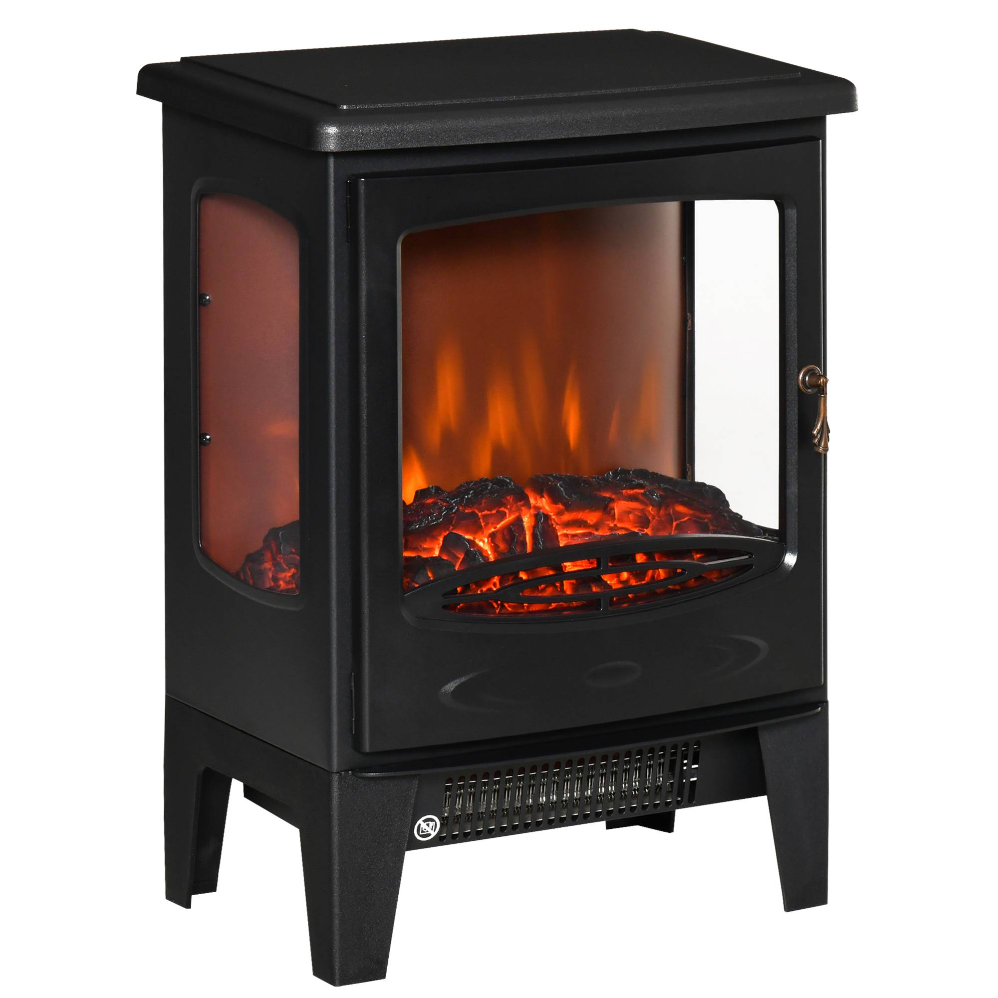 Cheminée électrique 900W/1800W effet flamme température réglable et protection anti-surchauffe noir - Image 1