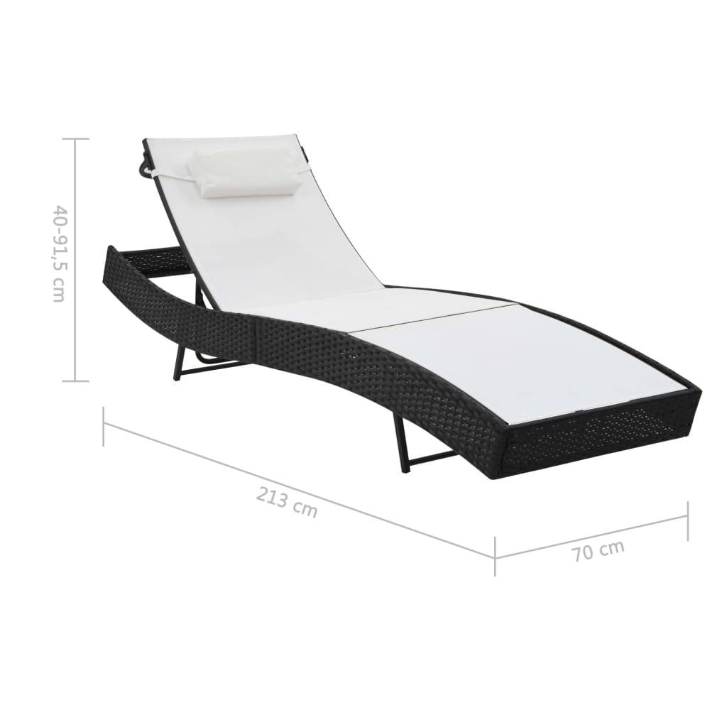 Helloshop26 - Lot de 2 transats chaise longue bain de soleil lit de jardin terrasse meuble d'extérieur et table résine tressée et textilène noir - Imagen 8