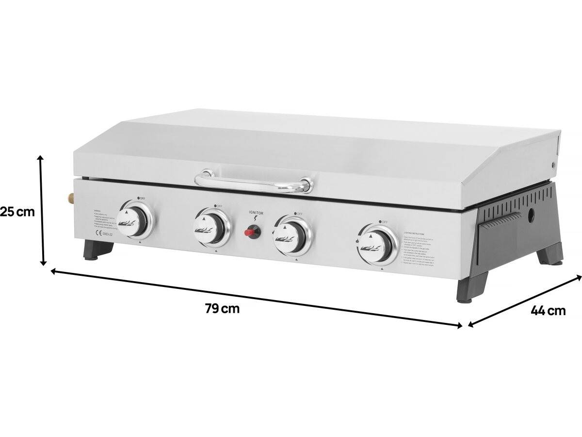 Habitat Et Jardin - Plancha à Gaz En Inox Avec 4 Bruleurs Et Couvercle "fasto" - 10 Kw - Gris -habitat Et Jardin - Imagen 3
