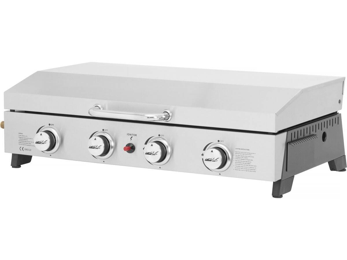 Plancha à Gaz En Inox Avec 4 Bruleurs Et Couvercle "fasto" - 10 Kw - Gris -habitat Et Jardin - Image 3