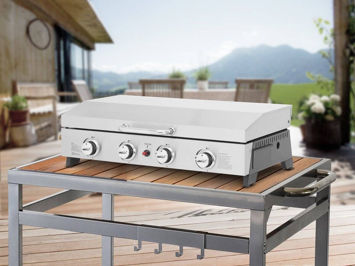 Habitat Et Jardin - Plancha à Gaz En Inox Avec 4 Bruleurs Et Couvercle "fasto" - 10 Kw - Gris -habitat Et Jardin - Imagen 2