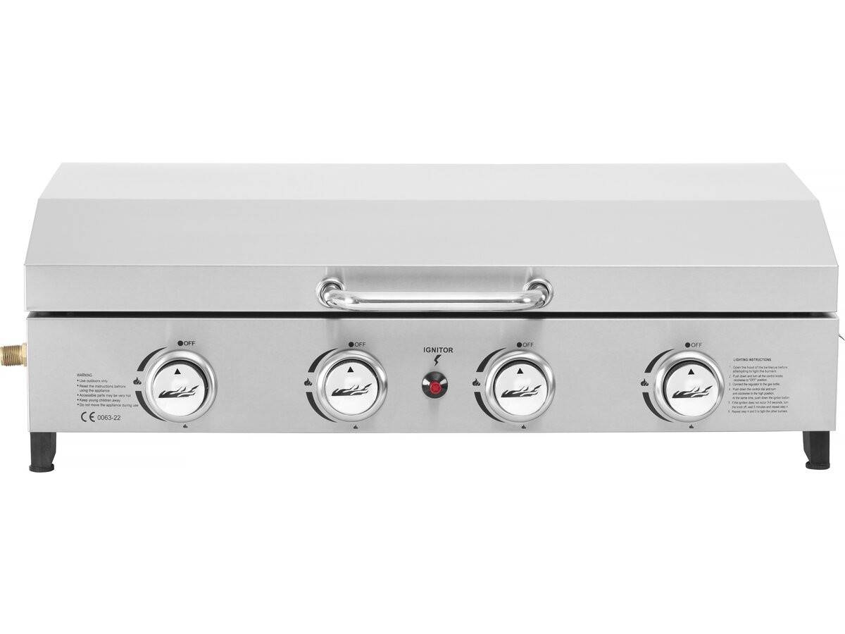 Habitat Et Jardin - Plancha à Gaz En Inox Avec 4 Bruleurs Et Couvercle "fasto" - 10 Kw - Gris -habitat Et Jardin