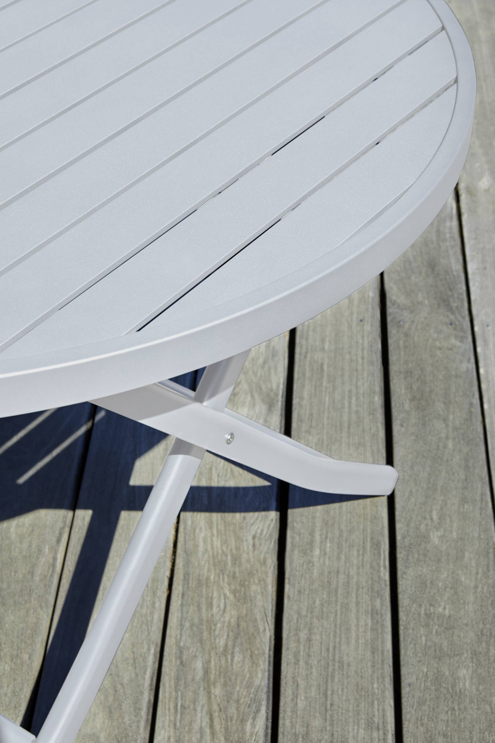 City Garden - Table de jardin ronde pliante en aluminium - Gris clair - MARIUS - Image 3