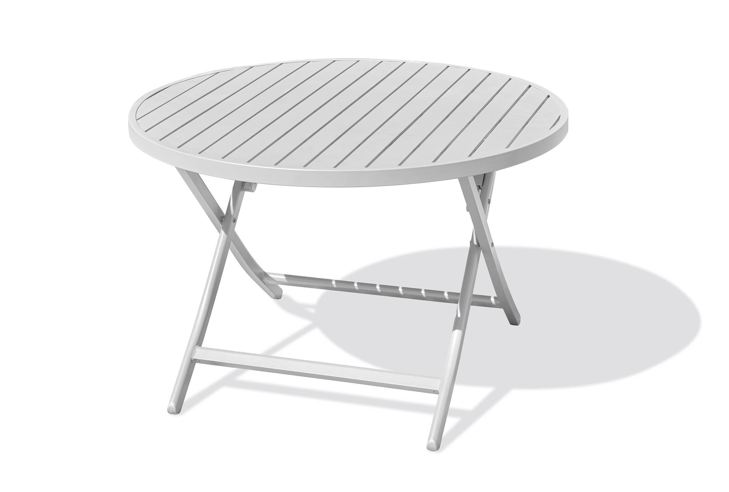 City Garden - Table de jardin ronde pliante en aluminium - Gris clair - MARIUS - Image 5