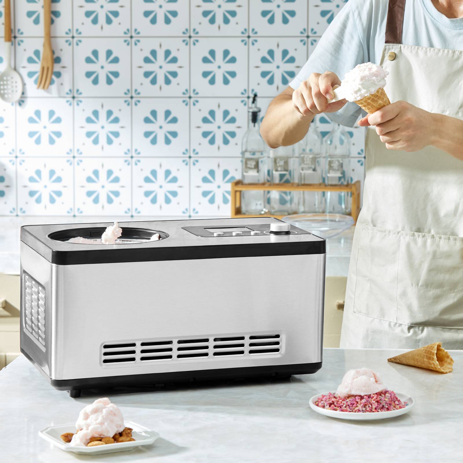 Vevor - VEVOR Sorbetière Automatique Professionnelle 2 L 180 W, Ecran LCD, Préparation Rapide sans Pré-congélation. - Image 8