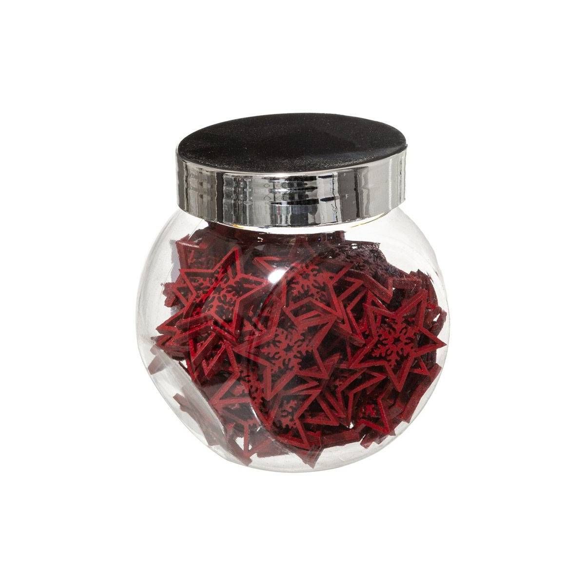 Lot de 100 Étoiles en Bois "Bocal" 7cm Rouge - Image 1