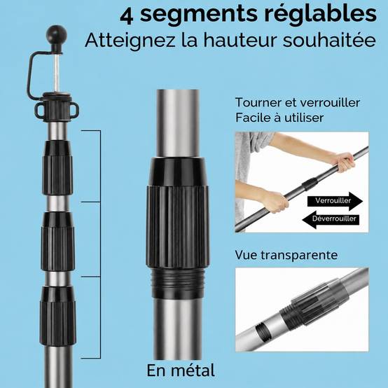 Mâts Télescopiques Réglables pour Tente et Auvent en Aluminium - Image 6