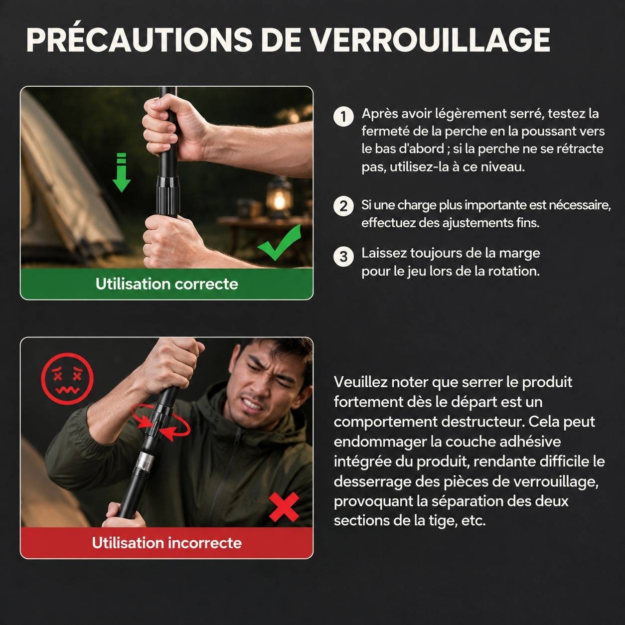 Mâts Télescopiques Réglables pour Tente et Auvent en Aluminium - Image 5