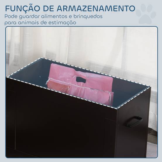 Gamelle surélevée pour grands chiens avec 2 gamelles de 2000 ml et rangement dissimulé, 60 x 30 x 41 cm, marron foncé - Image 10