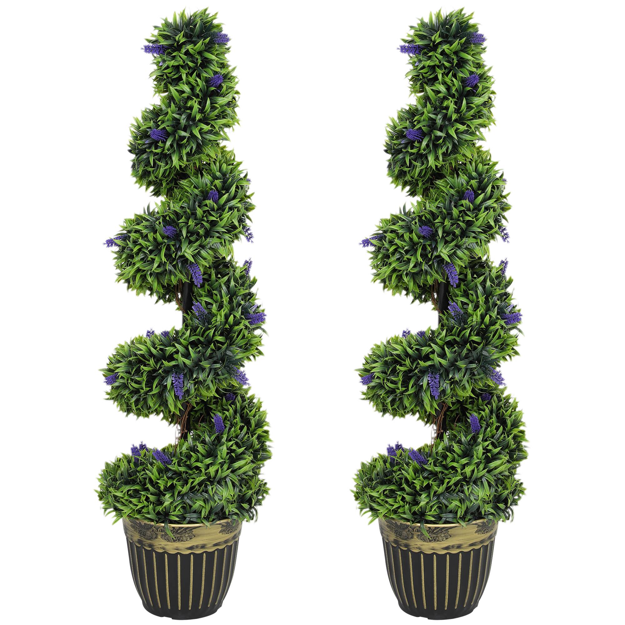Sans Marque - Lot 2 plants buis spiralés UV lavande 115 cm vert bleu - Image 2
