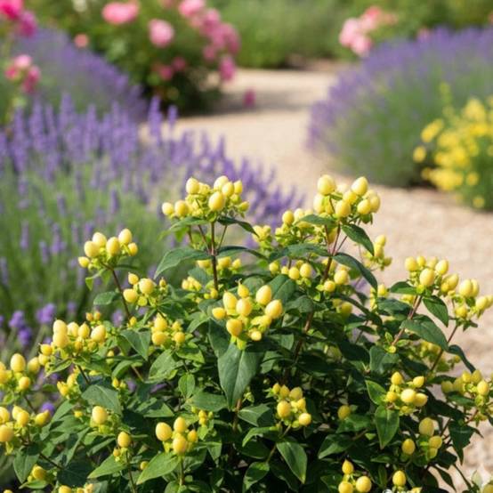 Millepertuis Magical® Sunshine 'Kolmasun', Hypericum à fleurs Jaune - feuillage Persistant - Pot de 3L - 40/60 cm- hauteur à maturité De 1,00 m à 1,5 - Image 4