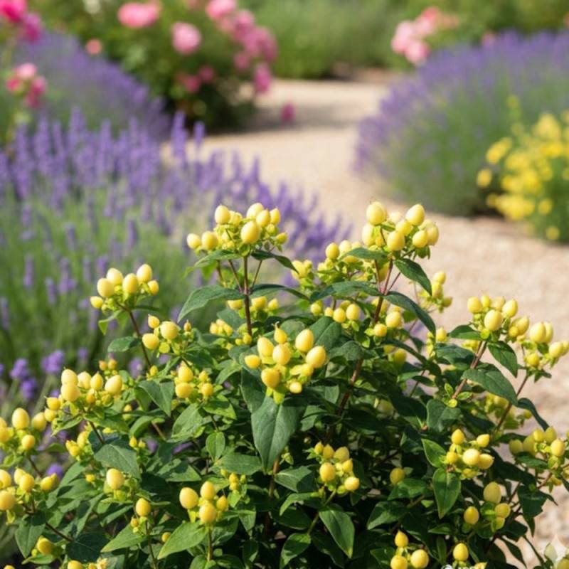 Millepertuis Magical® Sunshine 'Kolmasun', Hypericum à fleurs Jaune - feuillage Persistant - Pot de 3L - 40/60 cm-  hauteur à maturité De 1,00 m à 1,5 - Image 4