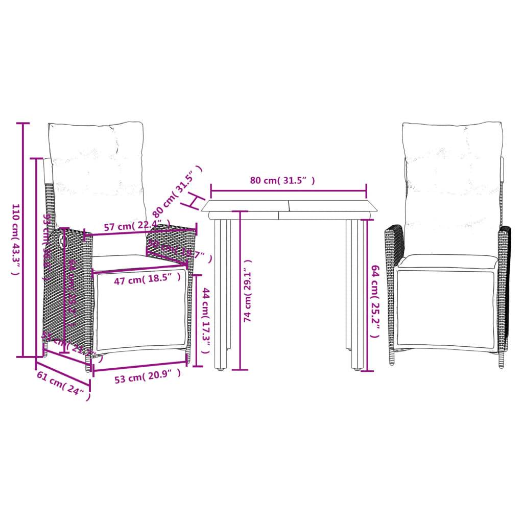Ensemble repas jardin 2P résine tressée fauteuils relax pour terrasse balcon Noir– ComfortXL Outdoor Living - Image 9