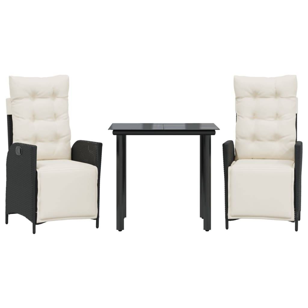 Ensemble repas jardin 2P résine tressée fauteuils relax pour terrasse balcon Noir– ComfortXL Outdoor Living - Image 2