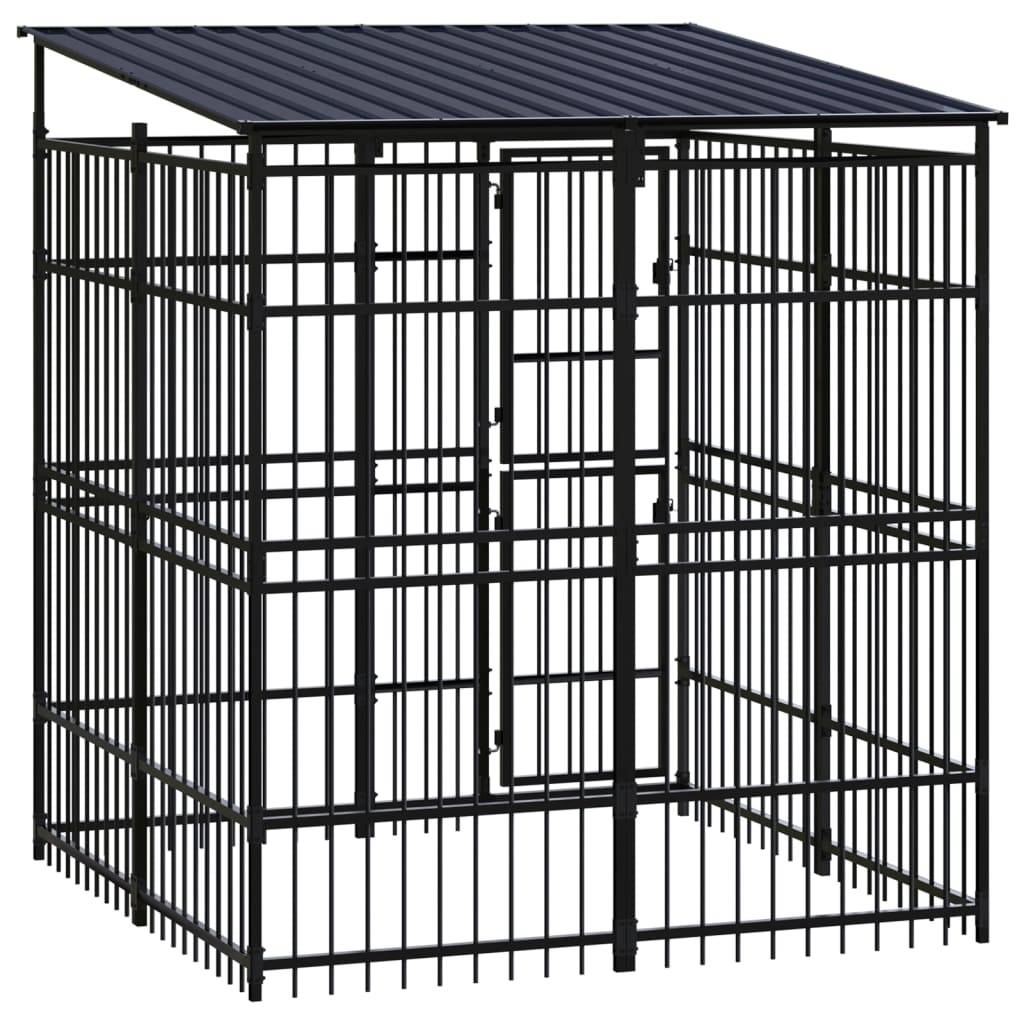Vidaxl - Chenil d'extérieur avec toit pour chiens Acier 3,69 m² vidaXL 3097965 - Imagen 5