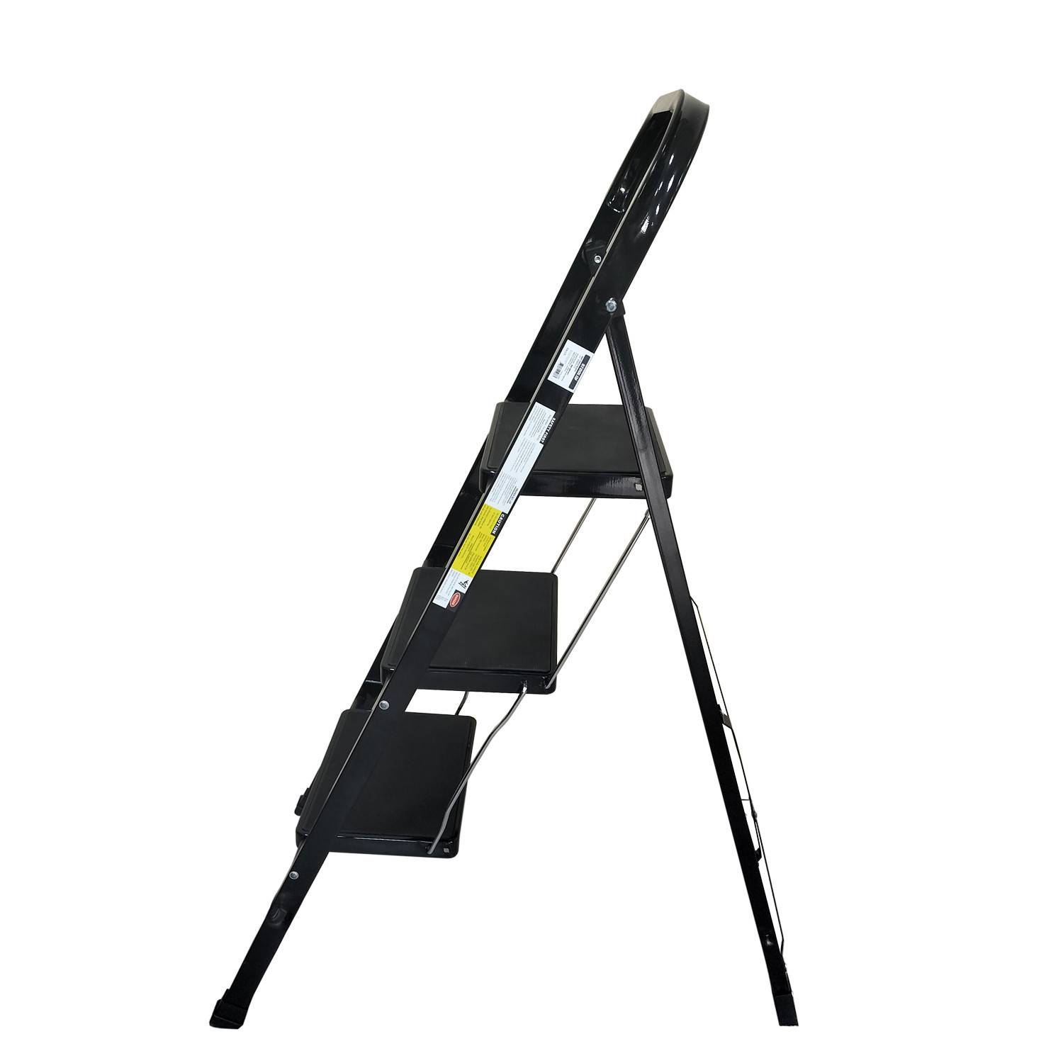 Escabeau à 3 marches BM TOOLS BMT-ESC3-BLACK, Haut. de travail : 70,5 cm, se range facilement, Marches anti-dérapantes - NOIR - Image 3