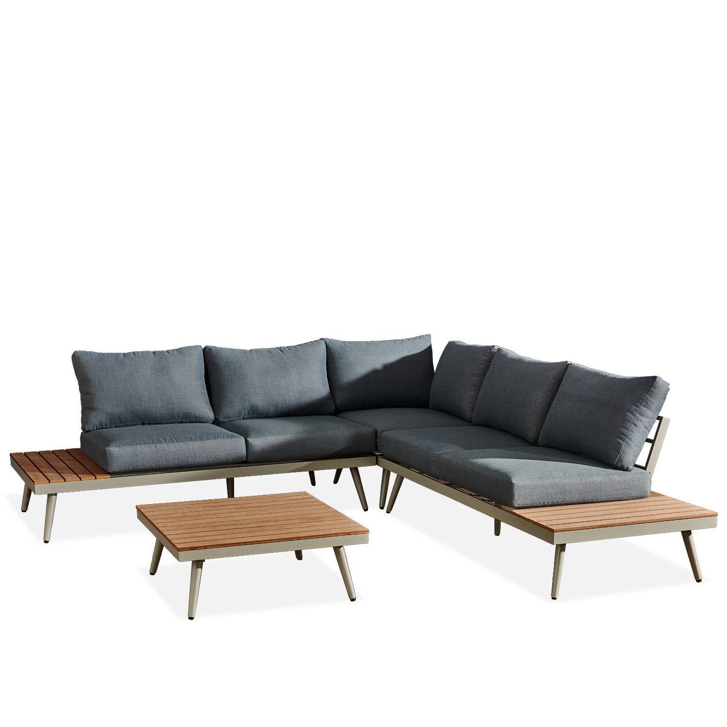Autre - Salon de jardin angle en aluminium -design scandinave - BAHIA - Imagen 2