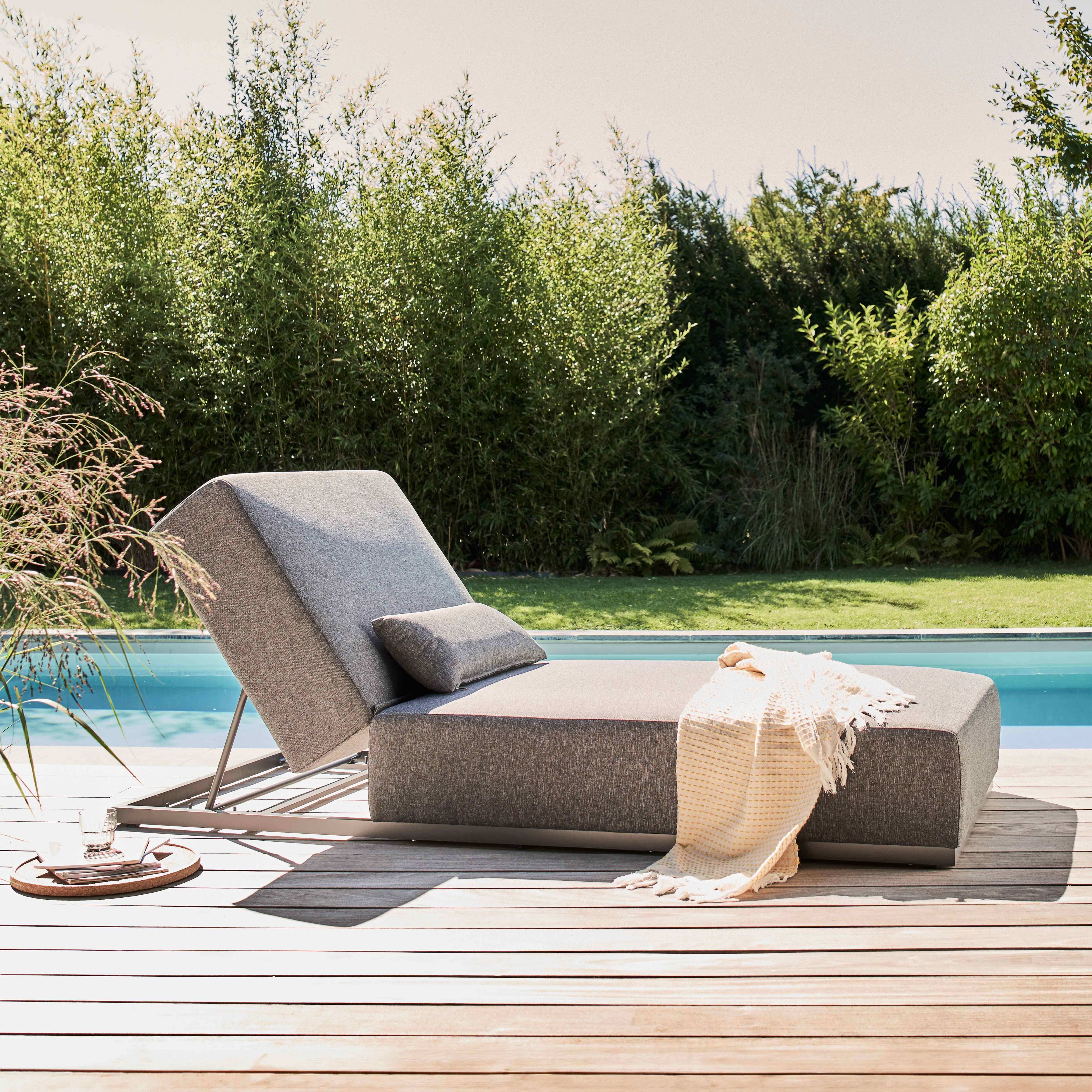 Oviala - Bain de soleil avec coussin inclinable 5 positions gris Havana - Oviala - Imagen 2