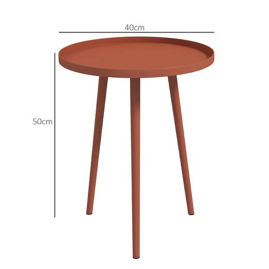 Table basse jardin ronde acier terrasse d'appoint rebord de protection rouge - ComfortXL Outdoor Living - Image 5
