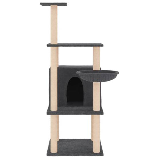 Arbre à Chat Panier Sisal Griffoir Gris Foncé 132cm pour Chat Pratique - ComfortXL Outdoor Living - Image 3
