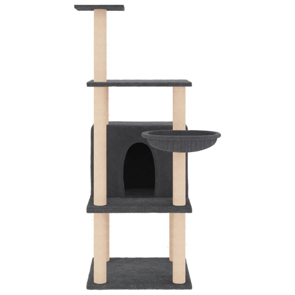 Arbre à Chat Panier Sisal Griffoir Gris Foncé 132cm pour Chat Pratique - ComfortXL Outdoor Living - Image 3