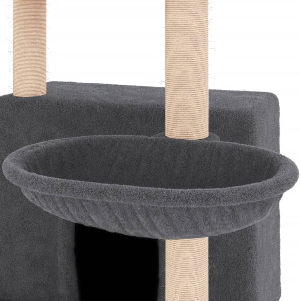 Arbre à Chat Panier Sisal Griffoir Gris Foncé 132cm pour Chat Pratique - ComfortXL Outdoor Living - Image 7