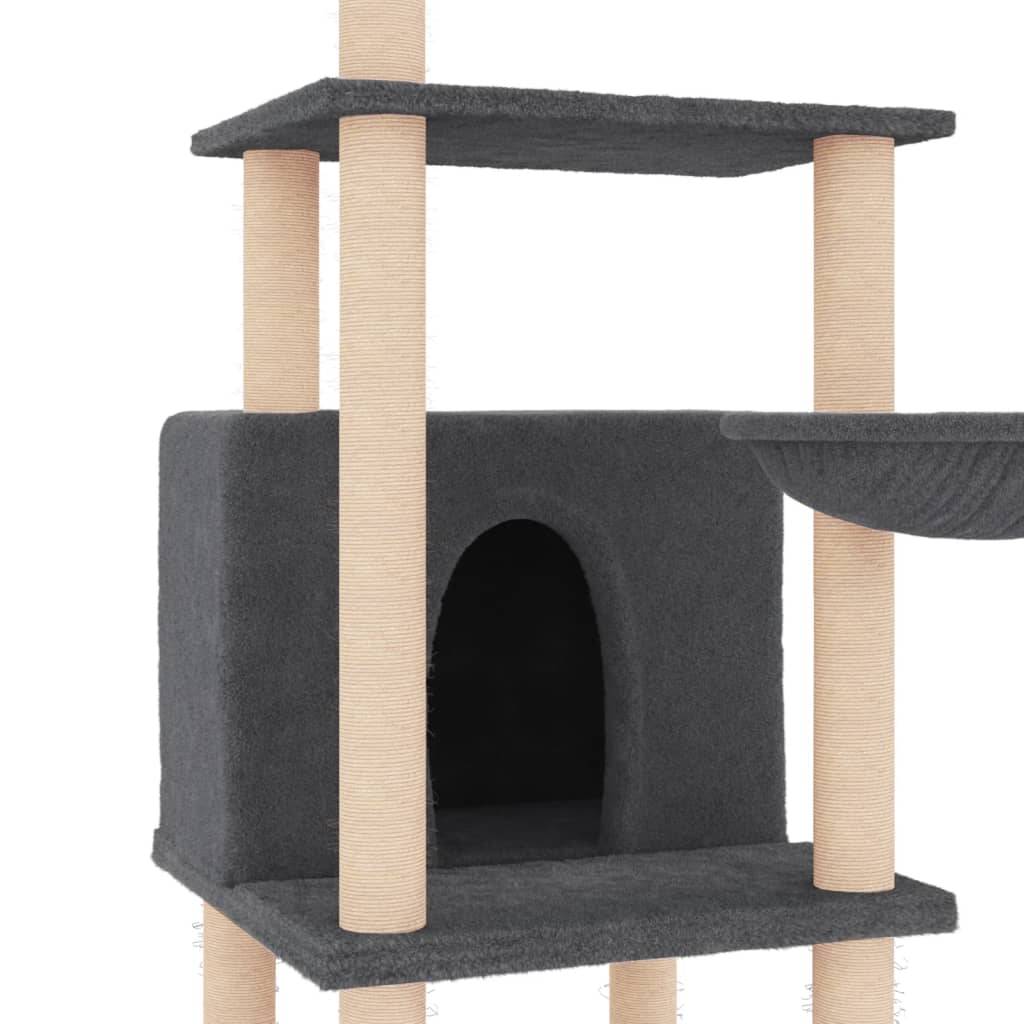 Arbre à Chat Panier Sisal Griffoir Gris Foncé 132cm pour Chat Pratique - ComfortXL Outdoor Living - Image 6