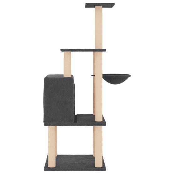 Arbre à Chat Panier Sisal Griffoir Gris Foncé 132cm pour Chat Pratique - ComfortXL Outdoor Living - Image 4