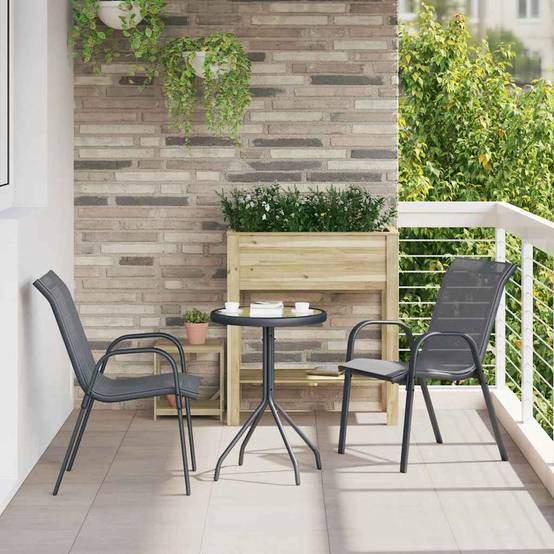 Salon de jardin 2 personnes en Acier et Textilène moderne pour balcon ou jardin Gris – ComfortXL Outdoor Living - Image 1