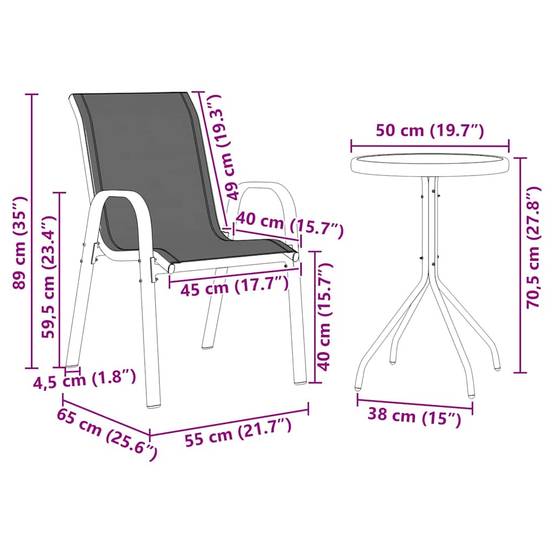 Salon de jardin 2 personnes en Acier et Textilène moderne pour balcon ou jardin Gris – ComfortXL Outdoor Living - Image 3