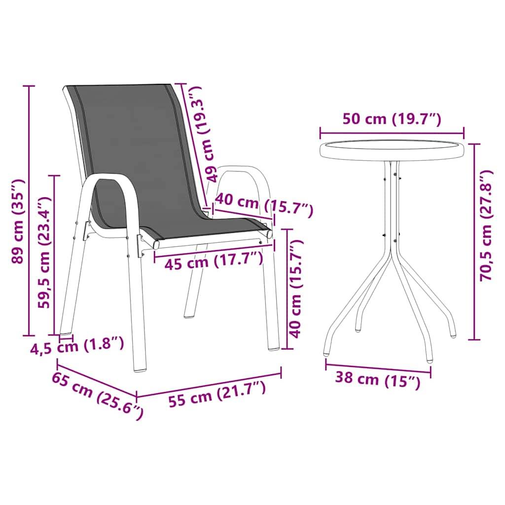Salon de jardin 2 personnes en Acier et Textilène moderne pour balcon ou jardin Gris – ComfortXL Outdoor Living - Image 3