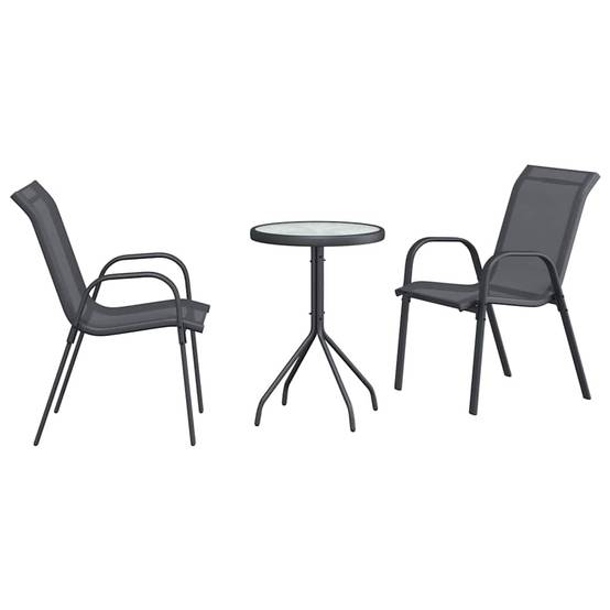 Salon de jardin 2 personnes en Acier et Textilène moderne pour balcon ou jardin Gris – ComfortXL Outdoor Living - Image 2