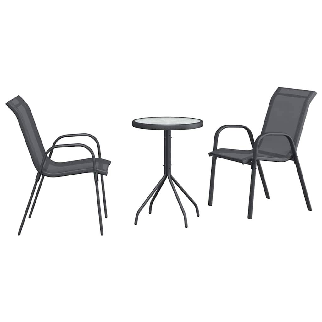 Salon de jardin 2 personnes en Acier et Textilène moderne pour balcon ou jardin Gris – ComfortXL Outdoor Living - Image 2