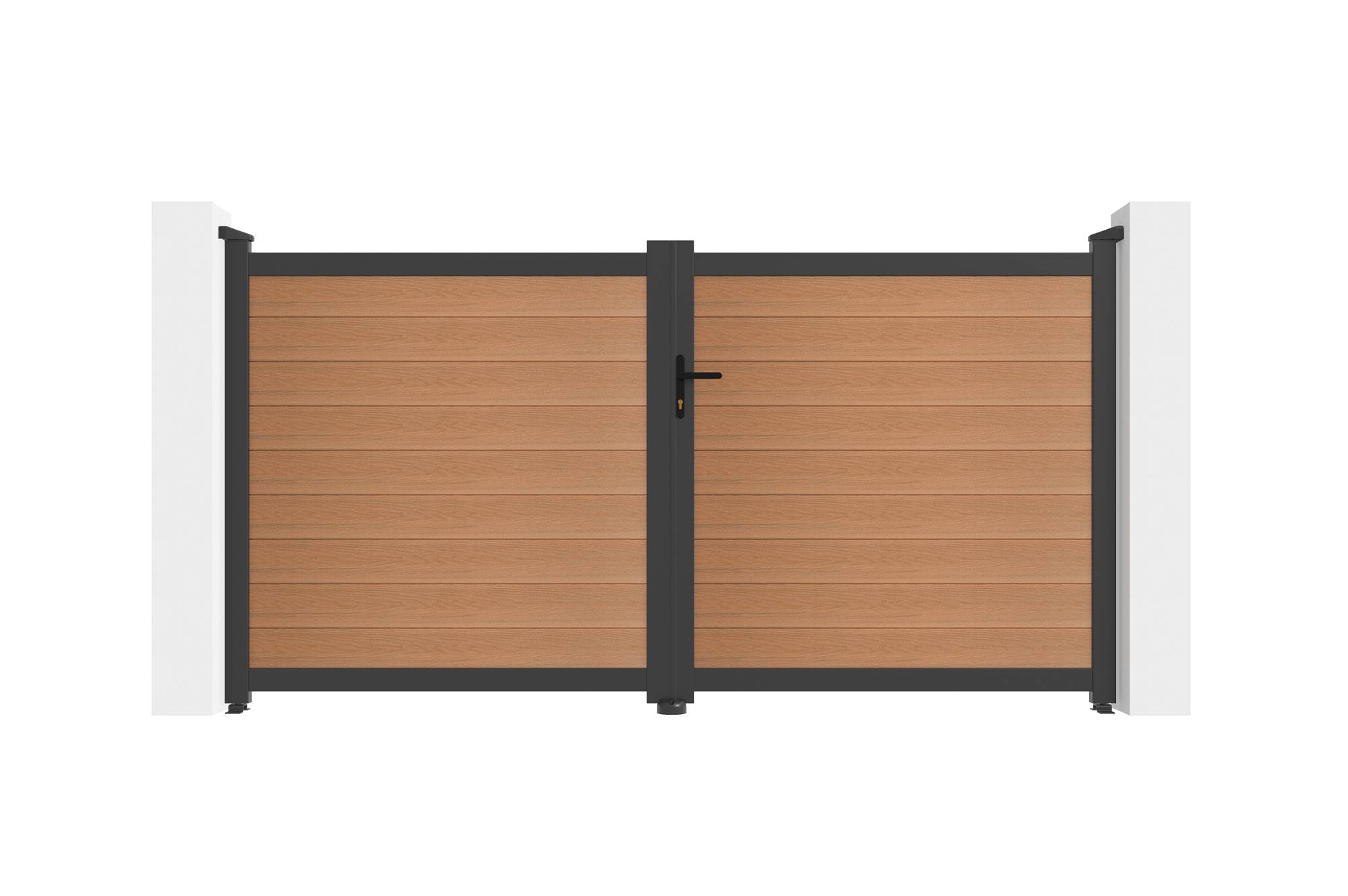 Casanoov Portail bois composite battant 3m ATHOS H.160cm teck avec cadre aluminium + motorisation HICKER B200 - Image 4