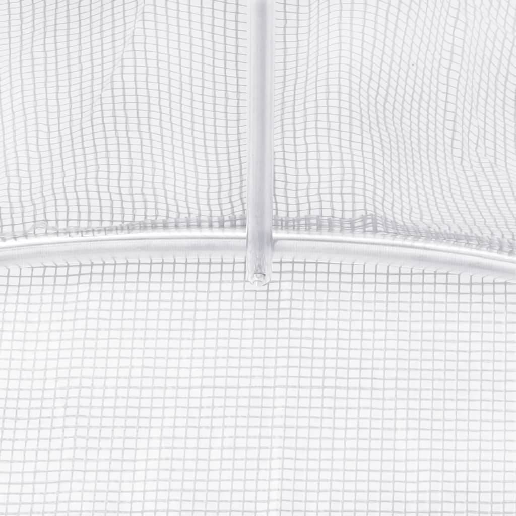 Serre Tunnel Jardin Acier Galvanisé PE Culture Potager Protection Hiver 12m² Blanc - ComfortXL Outdoor Living - Image 9